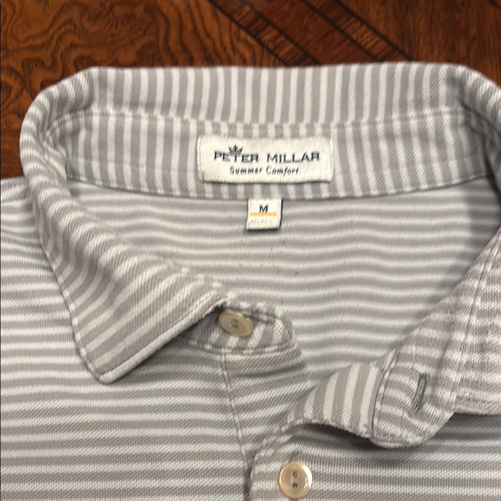 Peter Millar Comfort Gray Striped Men's Polo Shirt